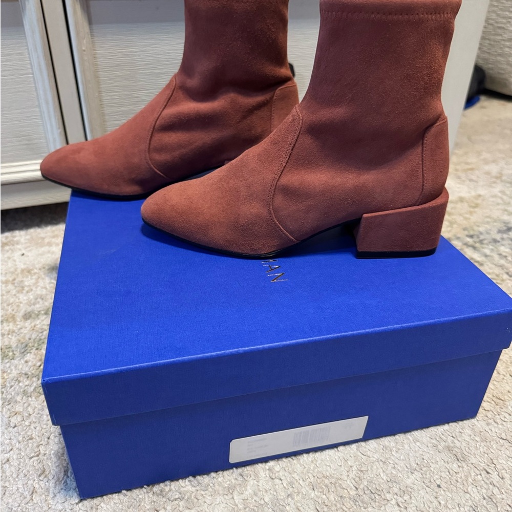 Women's Suede Ankle Boots - Rust - Picture 3 of 9